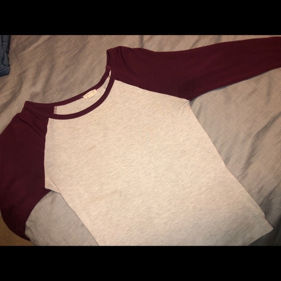 Bergundy and Off White Baseball Tee - Picture 1 of 2